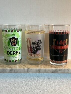Vintage KENTUCKY DERBY Mint Julep Glasses Set of Three Officially Licensed 12oz